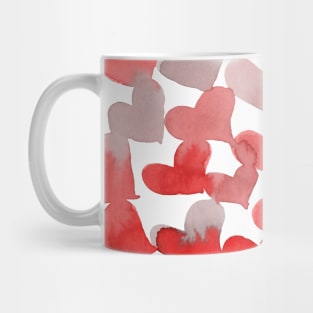 Watercolor melting hearts - gray and red Mug